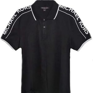 Michael Kors Polo Shirt Mens Size M Black MK Logo Short Sleeve Cotton